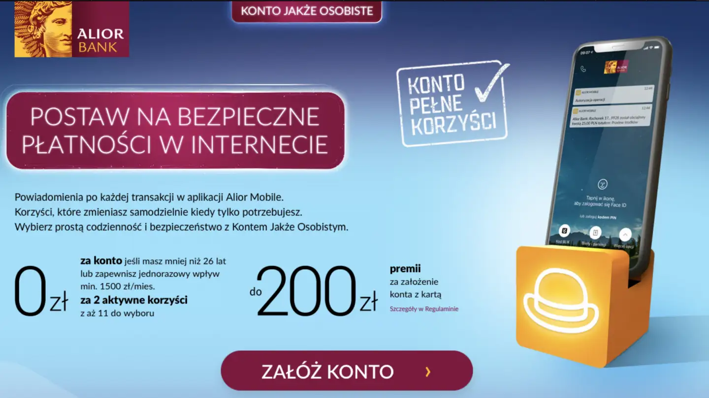 Alior -zyskaj 200 zł i załóż konto