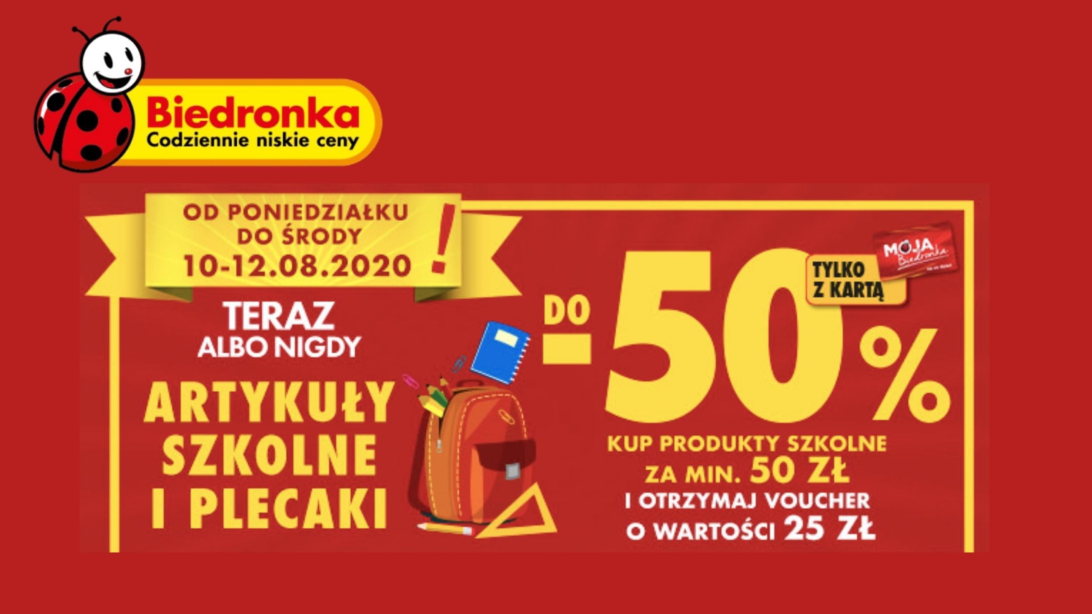BIEDRONKA do - 50% na artykuły szkolne